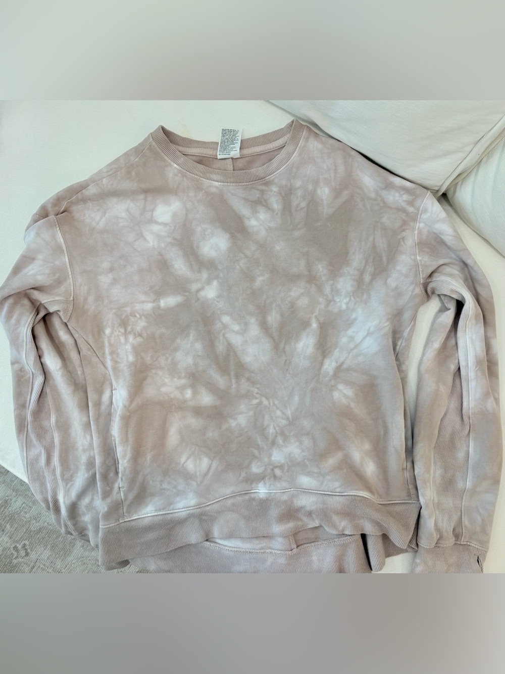 all in motion Taupe & White Tie-Dye Crewneck Sweatshirt - Women
